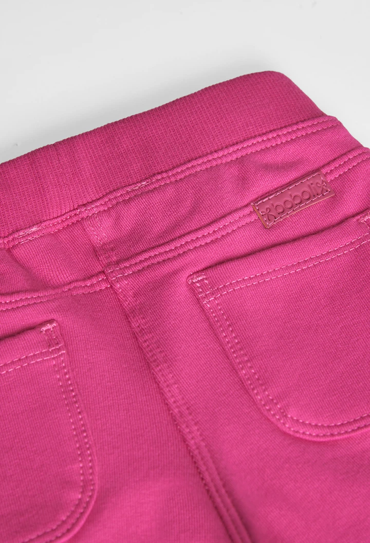 Pantalón felpa básico de bebé niña color fucsia -BCI