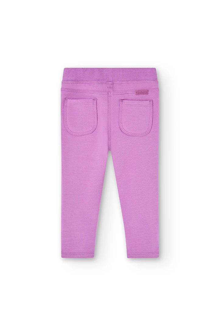 Pantalón felpa básico de bebé niña lila -BCI