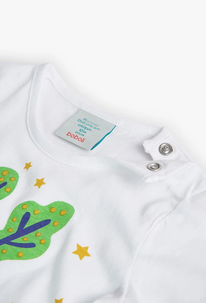T-shirt basic tricoté pour bébé fille en couleur blanche