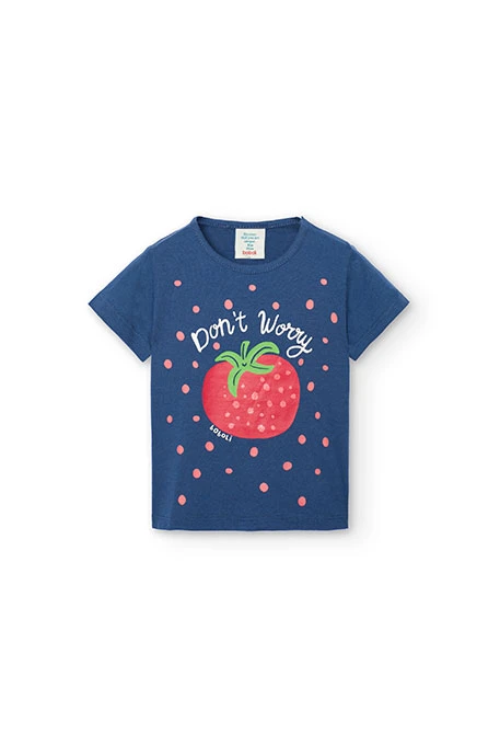 Camiseta de punto básica de bebé niña en color azul