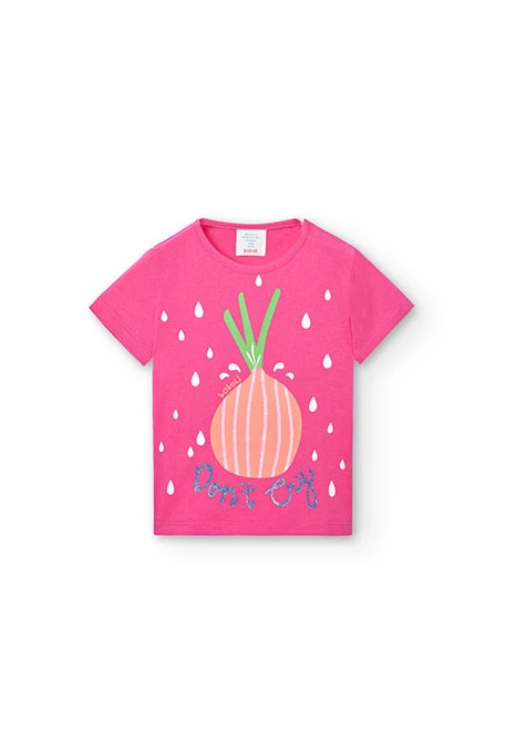 T-shirt basic tricoté pour bébé fille en couleur rose