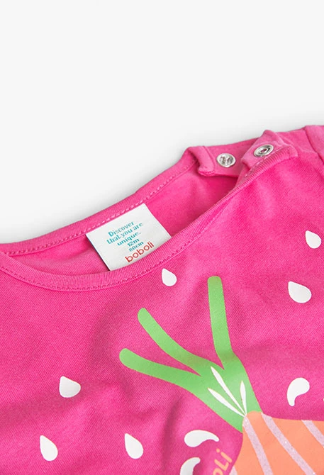 T-shirt basic tricoté pour bébé fille en couleur rose