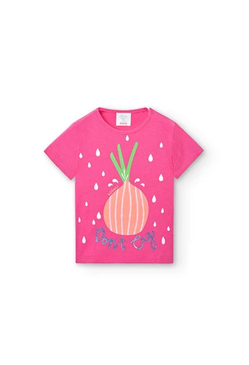 Maglietta in jersey basic da neonata rosa