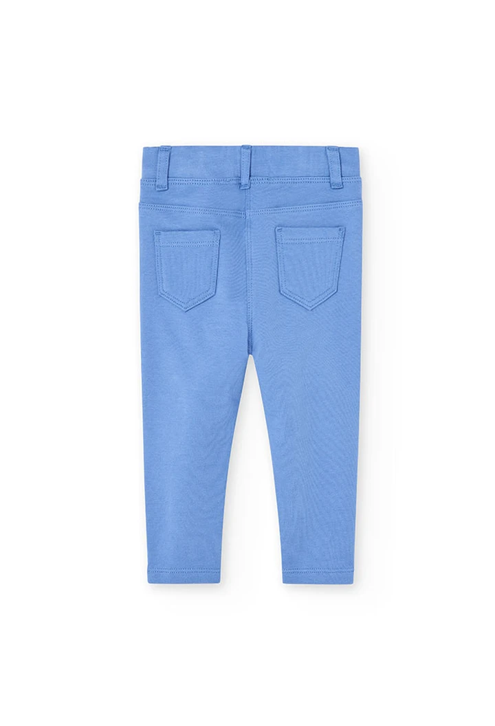Baby girl's blue stretch plush trousers