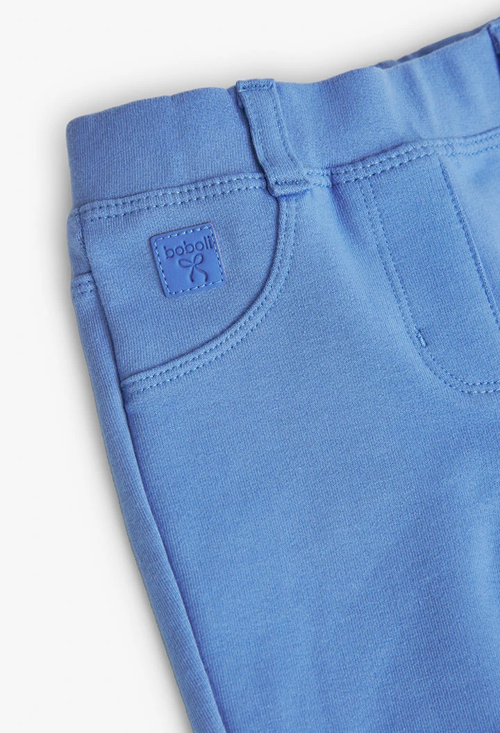 Pantalón de felpa elástica de bebé niña en azul