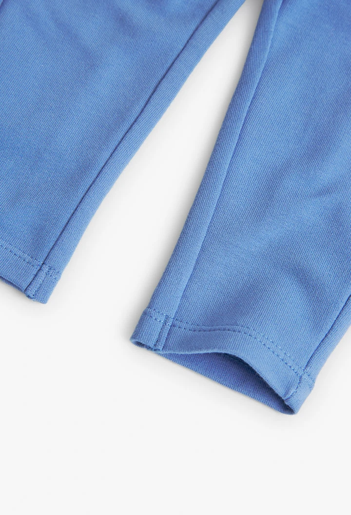 Pantalon molleton élastique bleu pour bébé fille