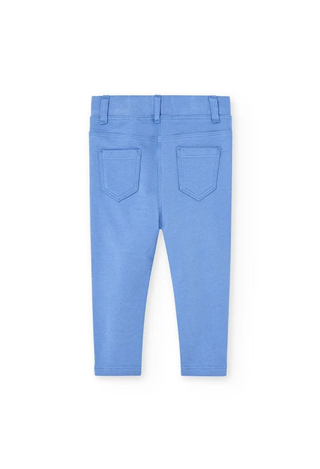 Pantalon molleton élastique bleu pour bébé fille
