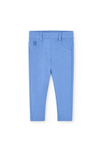 Pantaloni felpati elasticizzati da neonata blu