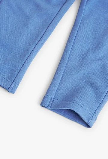 Pantaloni felpati elasticizzati da neonata blu