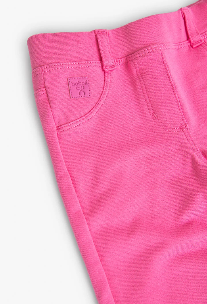 Calças de felpa elástica de bebé menina em rosa