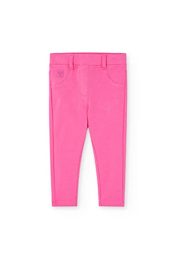 Baby girl\'s elastic plush trousers in pink