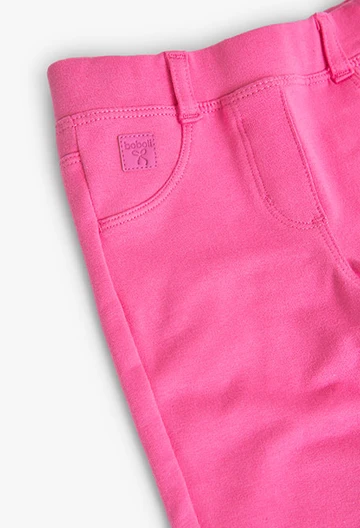 Calças de felpa elástica de bebé menina em rosa