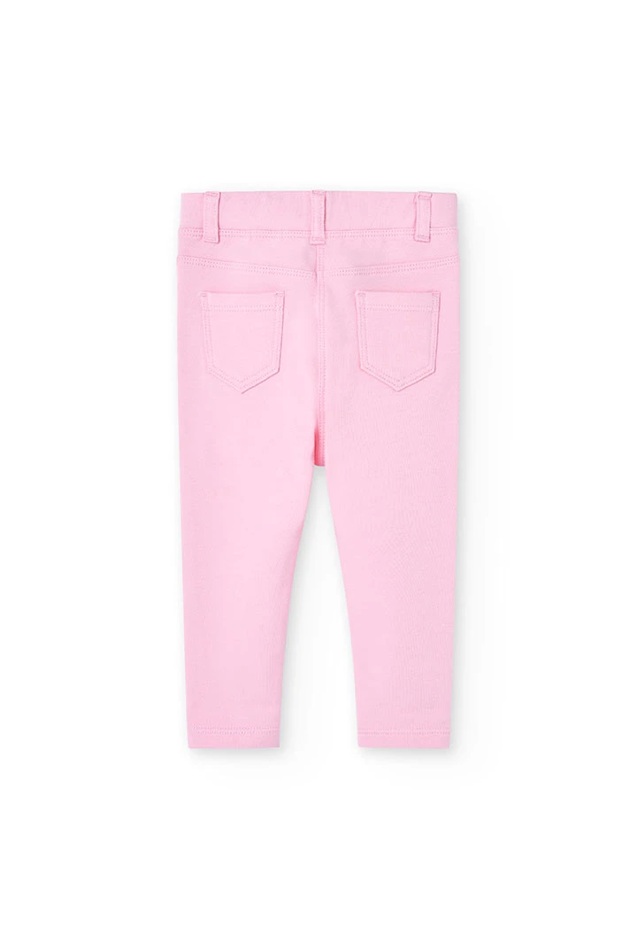 Calças de felpa elástica de bebé menina de cor-de-rosa