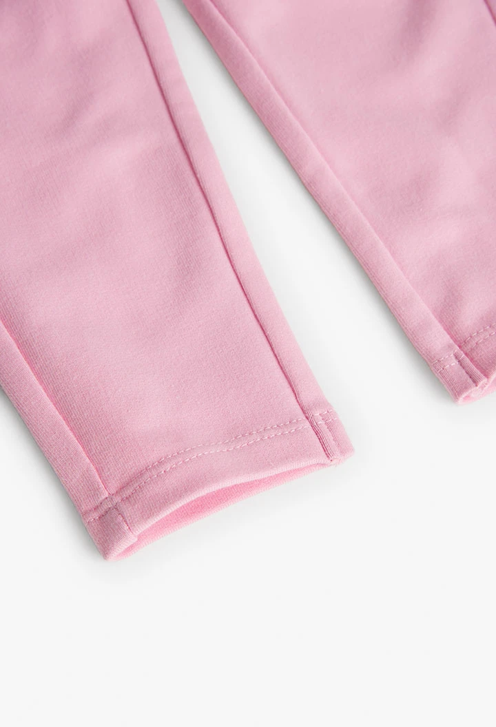Calças de felpa elástica de bebé menina de cor-de-rosa