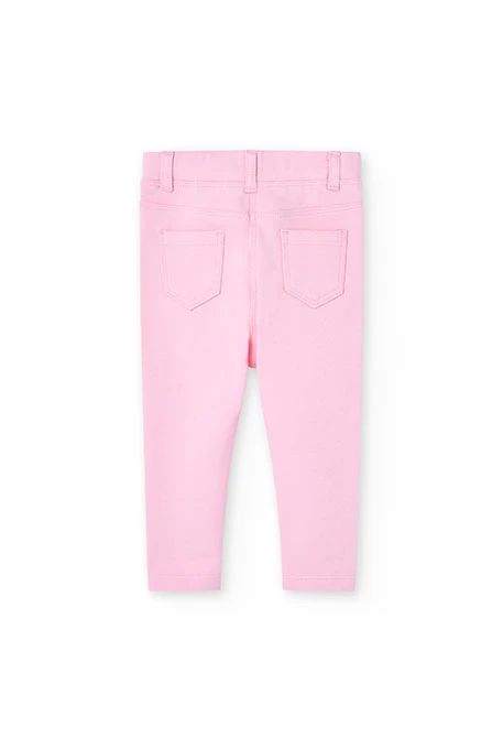 Baby girl's elastic plush trousers in pink