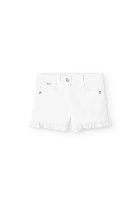 Baby girl's white stretch gabardine shorts