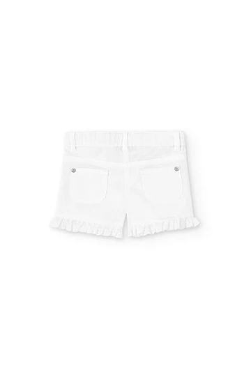 Pantaloncini in gabardine elasticizzati da neonata bianchi