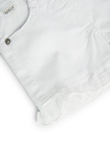 Pantalons curts de gavardina elàstica de bebè nena en blanc