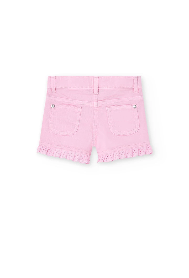 Gabardine-Shorts Stretch, für Baby-Mädchen, in Farbe Rosa