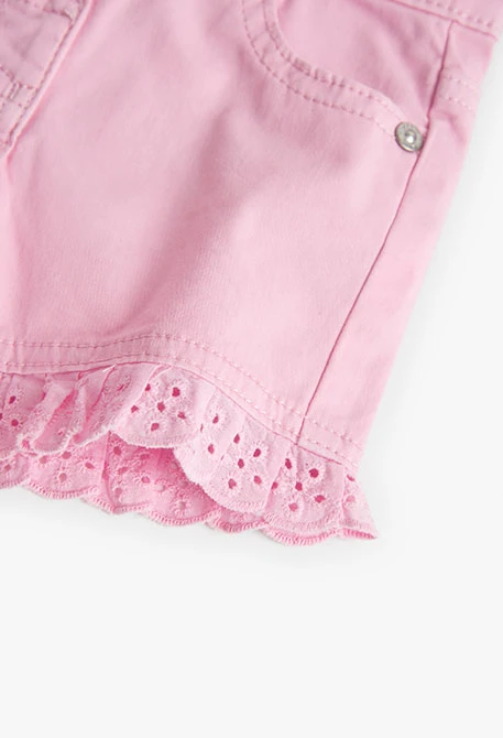 Pantalons curts de gavardina elàstica de bebè nena en rosa