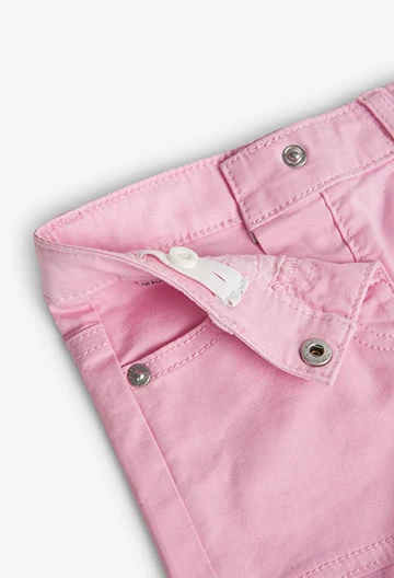 Pantaloncini in gabardine elasticizzati da neonata rosa