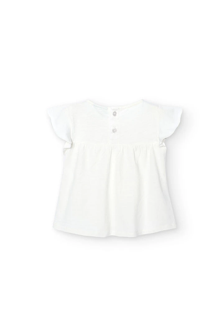 T-shirt tricoté flammé pour bébé fille en couleur blanche