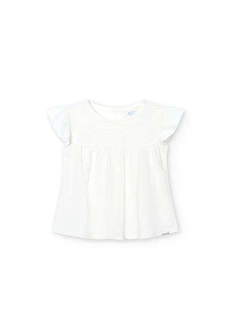 Baby girl's white slub knit t-shirt