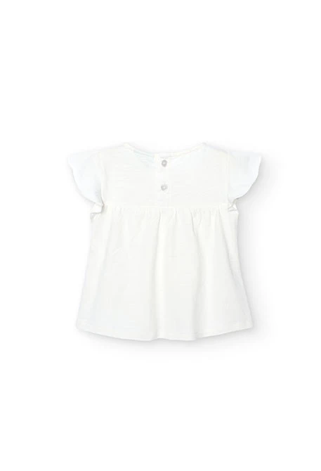 Baby girl's white slub knit t-shirt