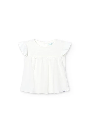 Baby girl\'s white slub knit t-shirt