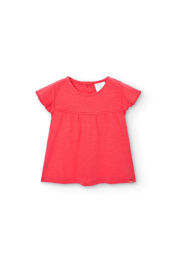 Baby girl's red slub knit t-shirt