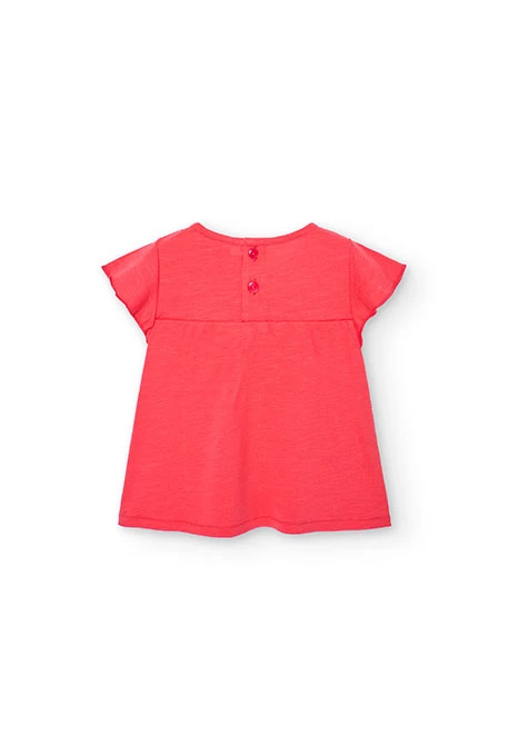 T-shirt tricoté flammé pour bébé fille en rouge