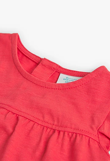 Camiseta de punto flamé de bebé niña en rojo