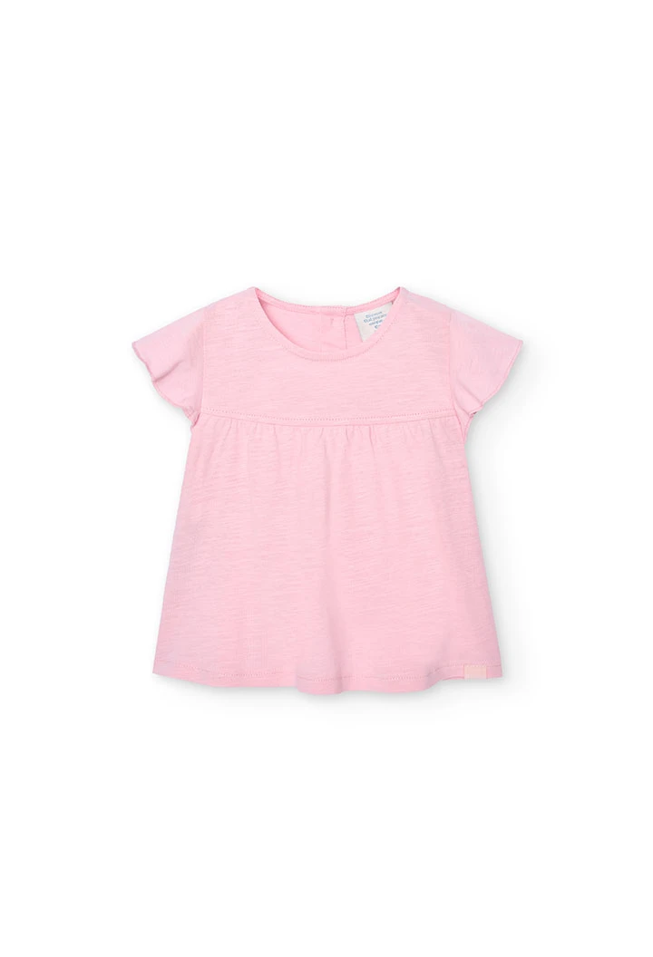 Camiseta de punto flamé de bebé niña en rosa