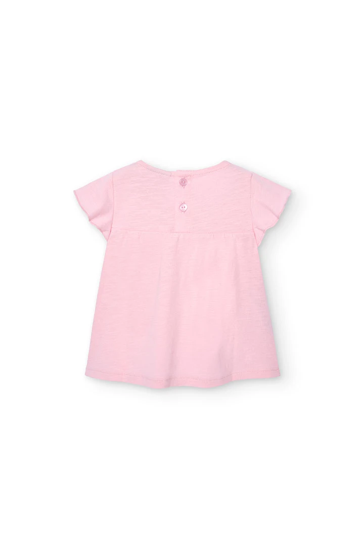 Camiseta de punto flamé de bebé niña en rosa