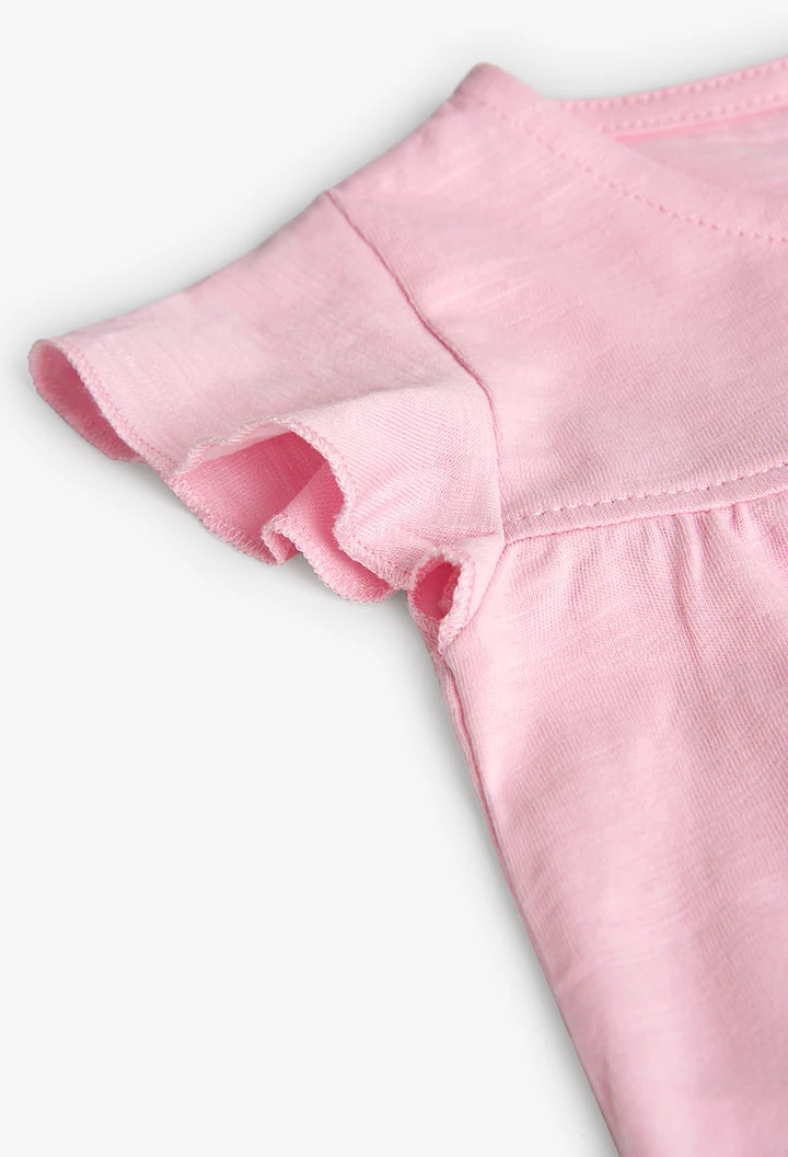 T-shirt tricoté flammé pour bébé fille en rose