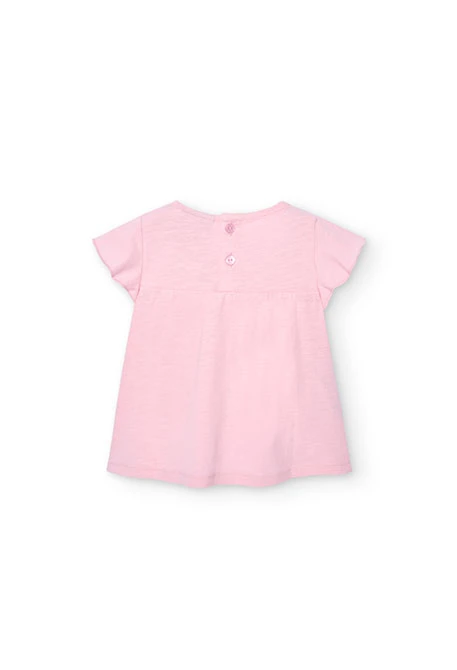 Baby girl's pink slub knit t-shirt