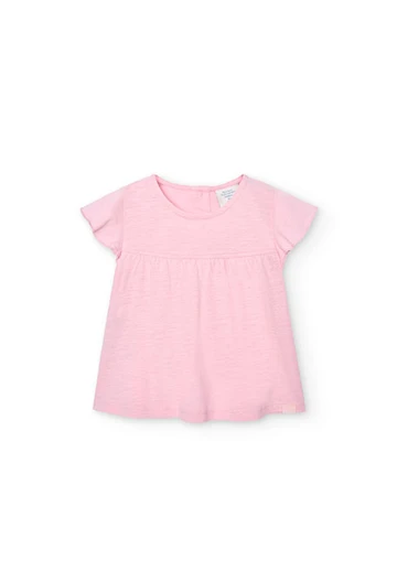 Maglietta in jersey flammé da neonata rosa