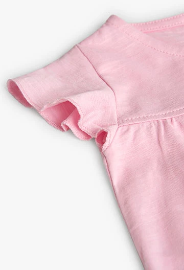Baby girl\'s pink slub knit t-shirt