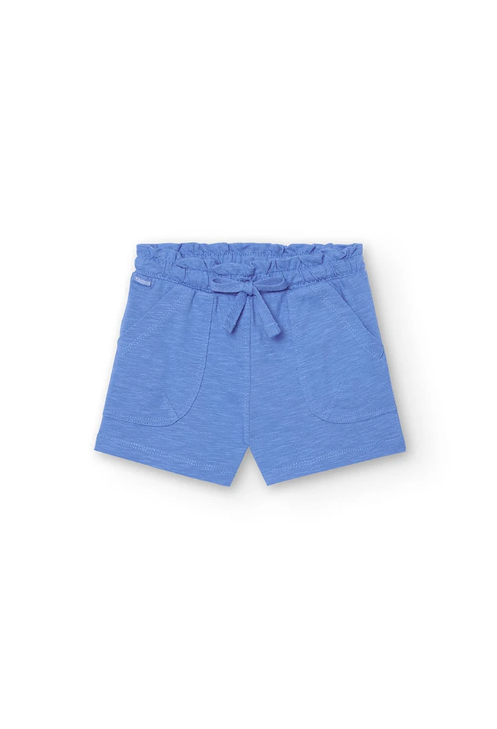 Baby girl's blue slub knit shorts