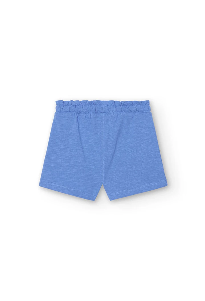 Baby girl's blue slub knit shorts