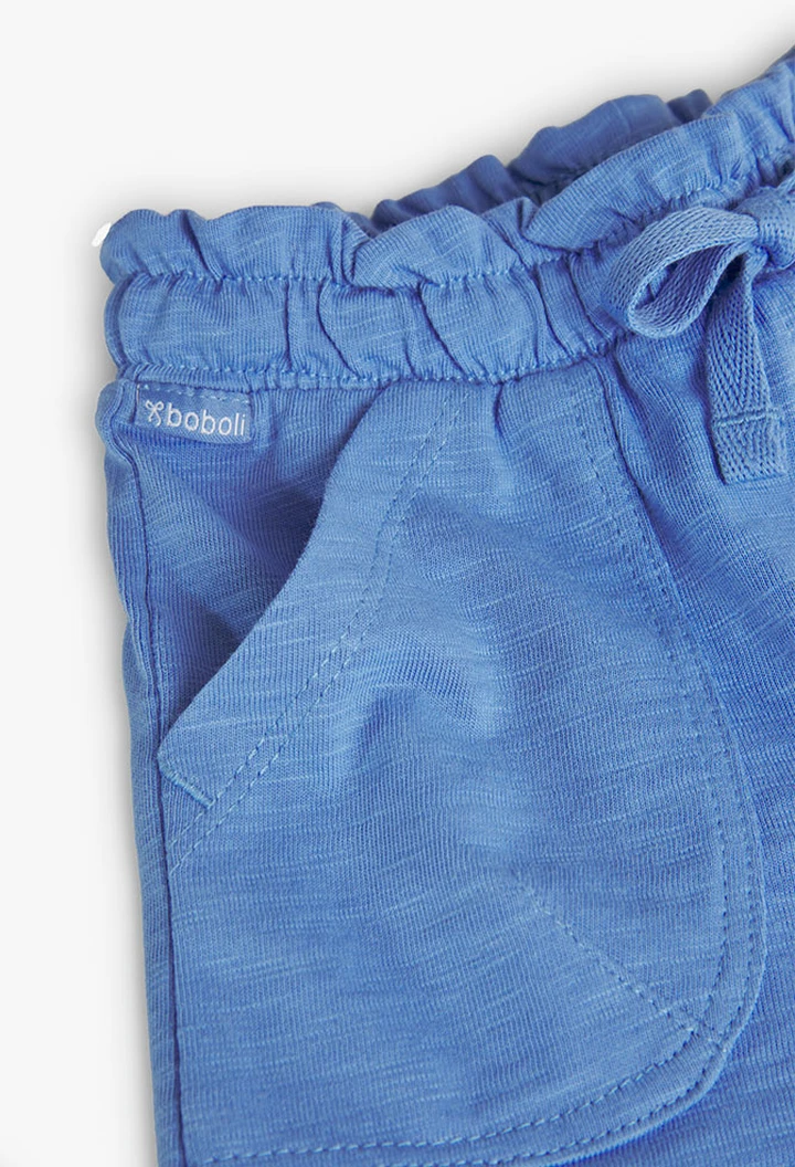 Baby girl's blue slub knit shorts