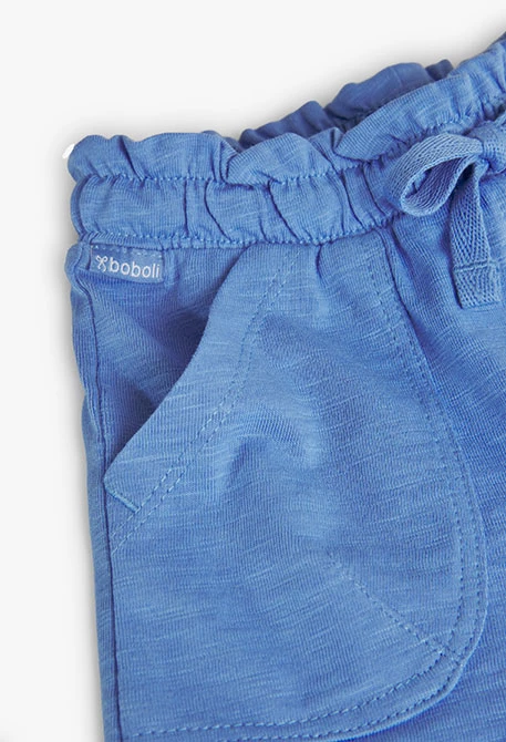 Pantaloncini in jersey flammé da neonata blu