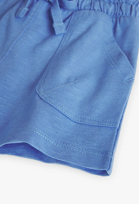 Baby girl's blue slub knit shorts