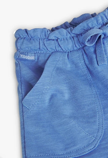 Baby girl\'s blue slub knit shorts