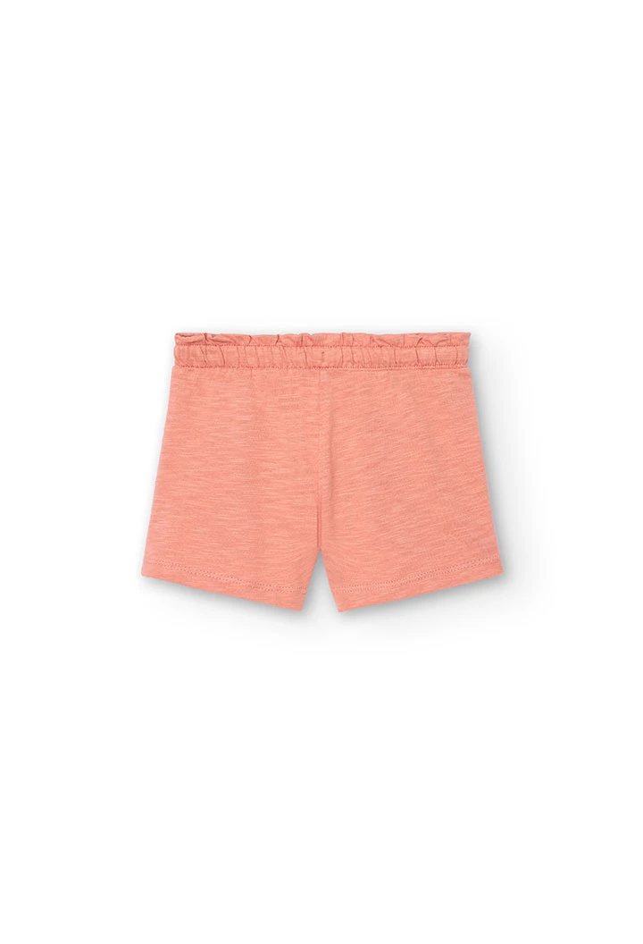 Baby girl\'s flame knit shorts in salmon colour