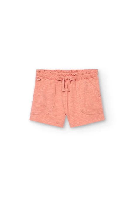Baby girl's flame knit shorts in salmon colour