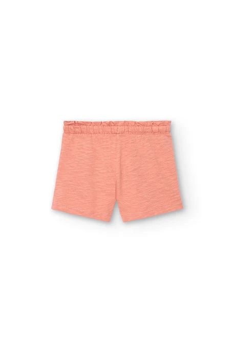 Baby girl's flame knit shorts in salmon colour