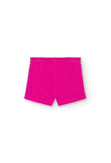 Pantaloncini in jersey flammé da neonata rosa