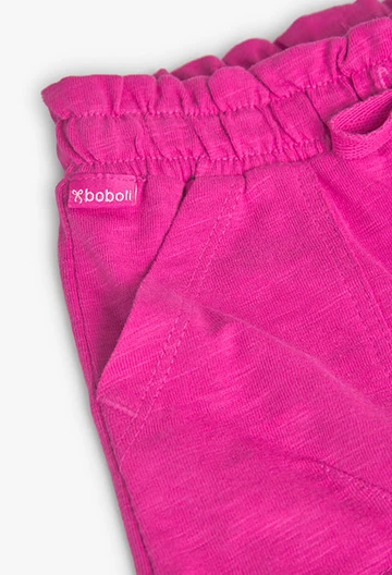 Baby girl's pink slub knit shorts