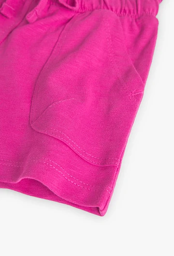 Short tricoté flammé pour bébé fille en rose